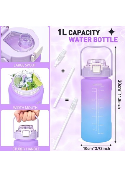 1500ml Yeşil Su Matara, Pipetli, Sağlam, Ölçülü, PBA İçermeyen, Plastik, 1,5L fırsatları