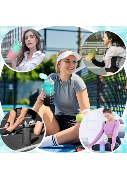 1500ml Yeşil Su Matara, Pipetli, Sağlam, Ölçülü, PBA İçermeyen, Plastik, 1,5L