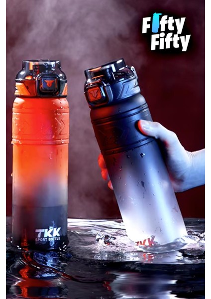 Çift Renk Softtouch 800 ml Tritan Su Şişesi, Taşıma Askısı, Bpa İçermeyen Mor