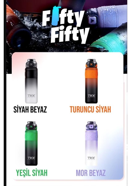 Çift Renk Softtouch 800 ml Tritan Su Şişesi, Taşıma Askısı, Bpa İçermeyen Mor