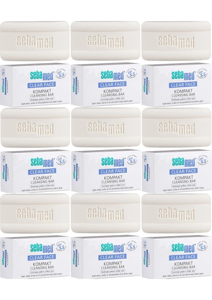 Clear Face Kompakt Yüz Temizleme Barı Sabun Sivilceye Yatkın Cilt 100GR (9 Lu Set)