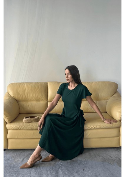 Kadın Luna Kuşaklı Ayrobin Kumaş Yazlık Elbise fiyatları