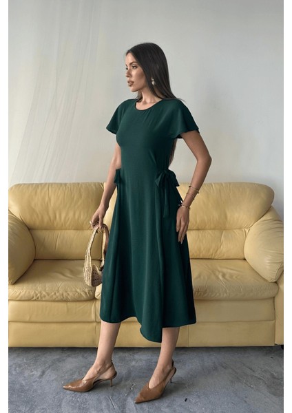 Kadın Luna Kuşaklı Ayrobin Kumaş Yazlık Elbise fırsatları