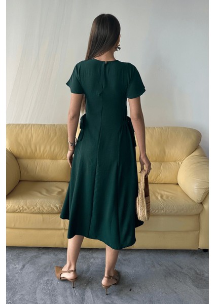 Kadın Luna Kuşaklı Ayrobin Kumaş Yazlık Elbise indirimleri