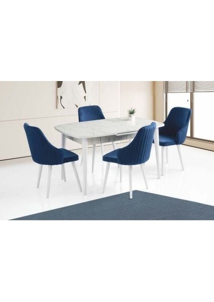 High Gloss Mdf Masa/marmo- Karen Sandalye Masa Takımı