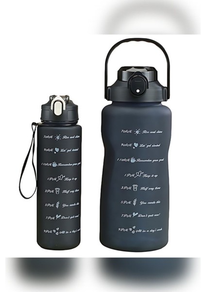 İki Adet Siyah Sağlıklı ve Şık 2L Su Şişesi, Bpa İçermeyen Plastik Tasarım