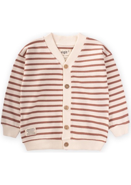 Çizgili Hırka 2-10 Yaş Kahverengi