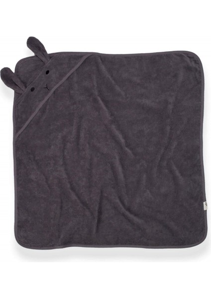 Kulaklı Tavşan Nakışlı Bebek Banyo Havlusu 75X75 cm Füme modelleri