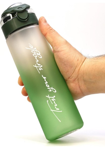 Yeşil 630 mL Tritan spor su şişesi, gradient tasarım, plastik, 0,60 L, TR menşei indirimleri