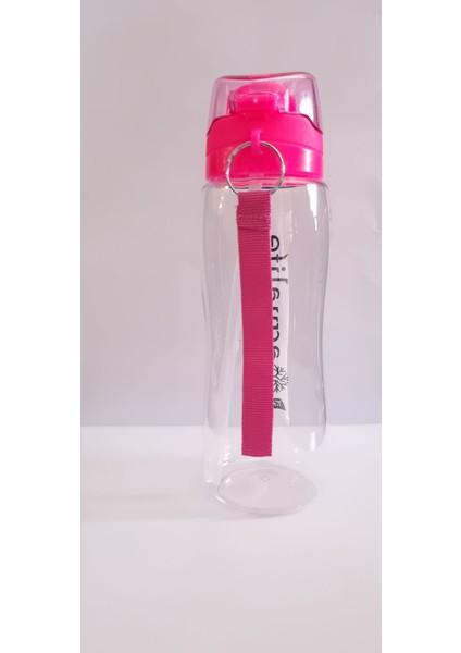 Pembe Şeffaf Plastik Matara, 0,75 L, Pipetli, BPA Free, Taşınabilir Su Şişesi