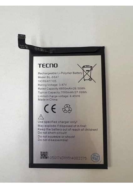 Reyze Tecno Pova 3 BL-68AT Batarya fiyatları