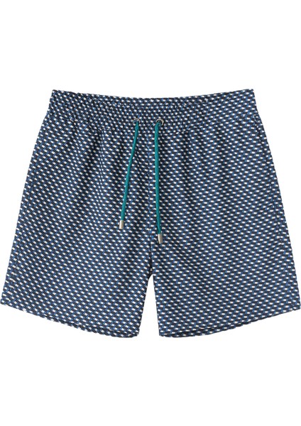 Erkek Seageo Desenli Deniz Şortu Lacivert