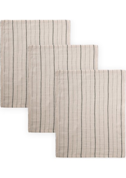 Üçlü Müslin Ağız Bezi 20X30 cm Yeşil Çizgili