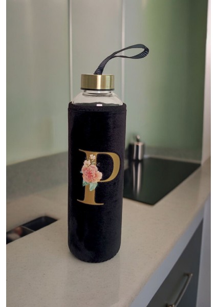 Kişiye Özel Kadife Kılıf Cam Matara 600 ml, Şık ve Kullanışlı Çok Renkli Tasarım