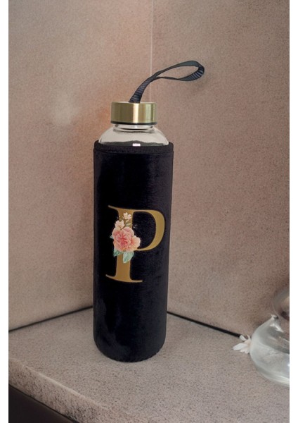 Kişiye Özel Kadife Kılıf Cam Matara 600 ml, Şık ve Kullanışlı Çok Renkli Tasarım fırsatları