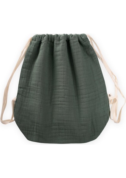 Müslin Çocuk Sırt Çantası 28X30 cm Haki Yeşil