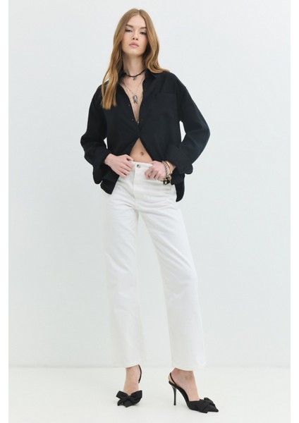 Tencel Regular Fit Siyah Kadın Gömlek