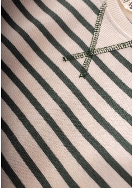 Çizgili Karyoka Detaylı Mevsimlik Sweat Haki Yeşil modelleri