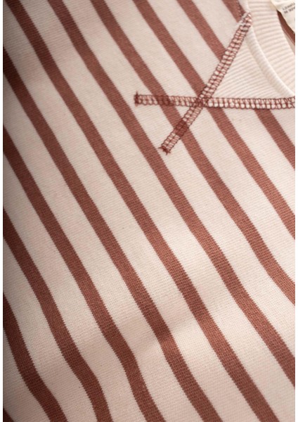 Çizgili Karyoka Detaylı Mevsimlik Sweat Kahve modelleri