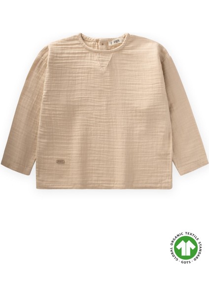 Organik Üçgen Parçalı Mevsimlik Sweatshirt 2-10 Yaş Bej