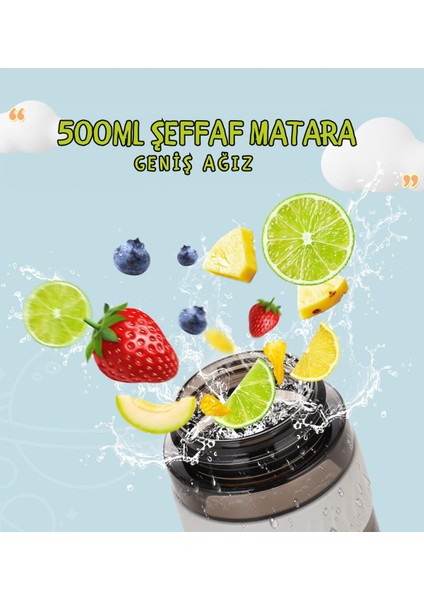 550ml Siyah Spor Matara, Kilitli Kapak ve Taşıma Kulpu ile Hafif ve