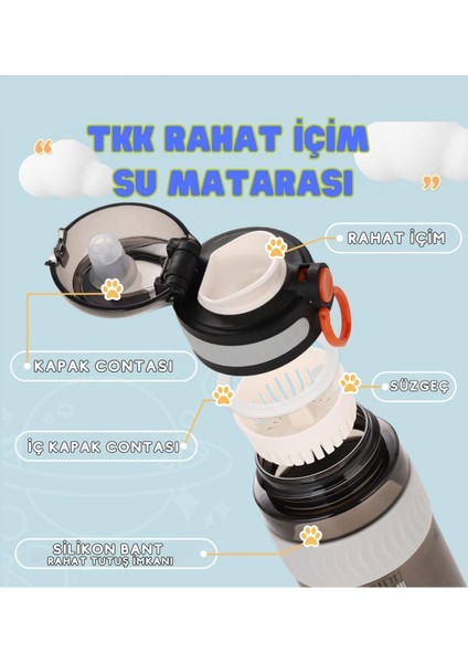 550ml Siyah Spor Matara, Kilitli Kapak ve Taşıma Kulpu ile Hafif ve