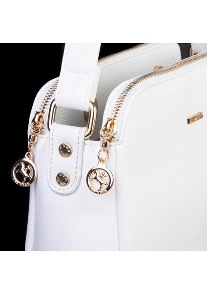 Kadın Çapraz Yumuşak Deri Çıtçıtlı Üç Bölmeli Çanta Beyaz Lopez modelleri
