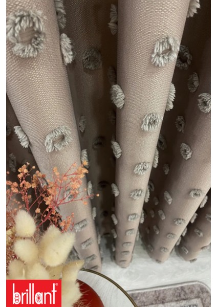 Fon Perde Vizon Pufy Brillant Püsküllü, Ponponlu, Saçaklı Fon Perde Sık Pileli Keten Pano Fon fiyatları