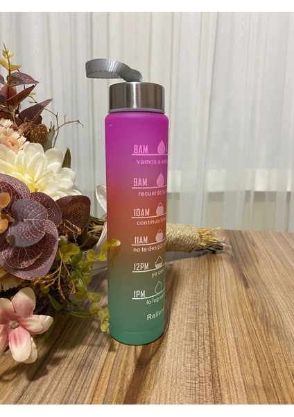 Renkli motivasyonel su matarası, enerji ve canlılık dolu tasarım, 600 ml, plastik fiyatları