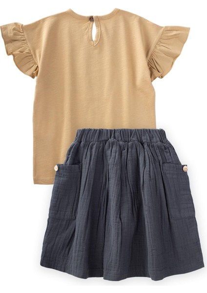 Zeytin Baskılı Organic Etekli Takım 3-10 Yaş Kavun modelleri