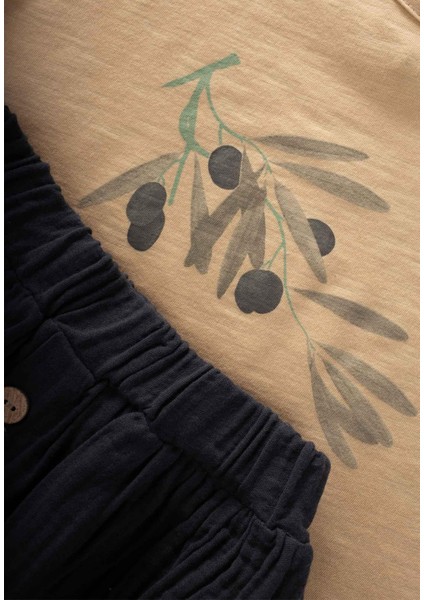 Zeytin Baskılı Organic Etekli Takım 3-10 Yaş Kavun fırsatları