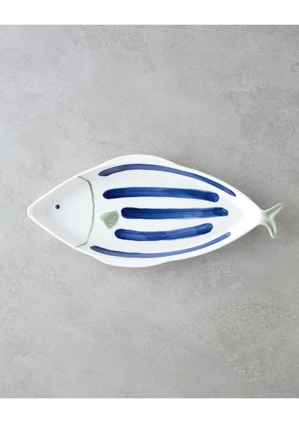 Marinique Porselen Kayık Tabak 32,5 cm Mavi-Yeşil