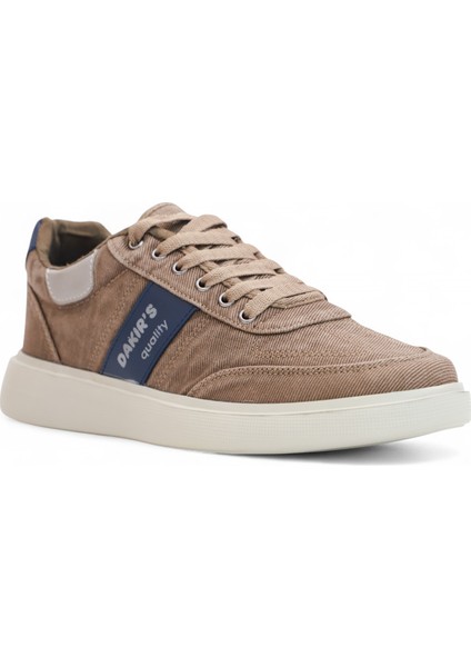 2198-DAKIRS Anatomik Tabanlı Erkek Keten Kumaşlı Sneakers Ayakkabı - NKT02198-KUM-44