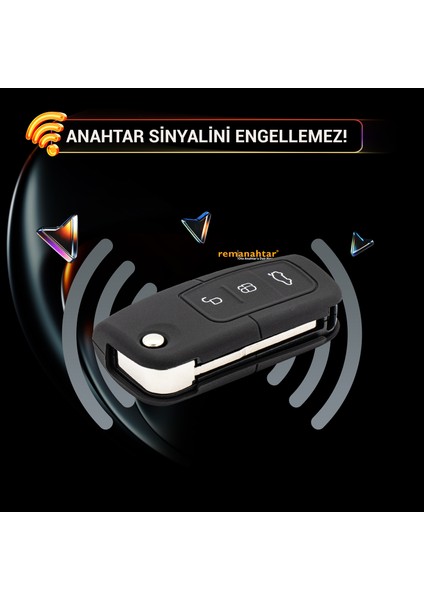 Courier Focus Fiesta 3 Buton Sustalı Silikon Anahtar Kılıfı - Siyah modelleri