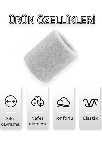 Yumuşak Su Emici Sporcu Bileklik, Beyaz, Çok Amaçlı, Unisex, Renkli, Hafif, Kaliteli indirimleri
