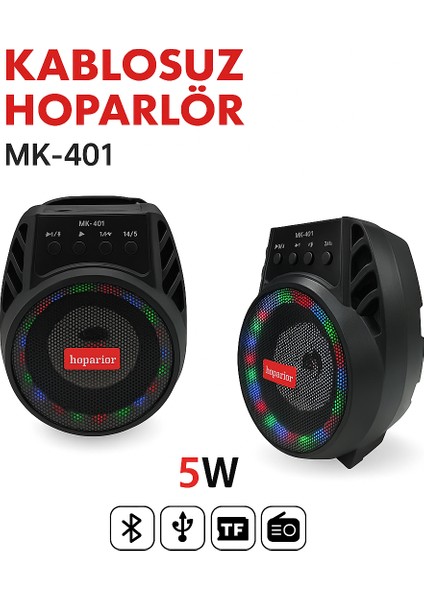 MK-401 Rgb LED Işıklı Kablosuz Hoparlör Fm/usb/aux / Mikrofon Destekli indirimleri