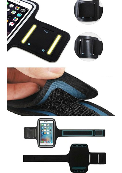 Siyah spor kol bandı, telefon tutucu, koşu ve egzersiz için ideal, rahat ve kullanışlı