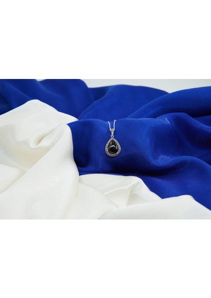 Oltutaşı Taşlı Su Damlası Gümüş Kolye