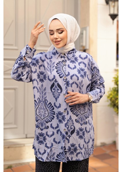 Desenli Lila Tesettür Tunik 20420LILA fiyatları