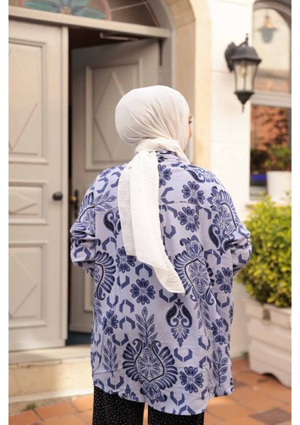 Desenli Lila Tesettür Tunik 20420LILA modelleri