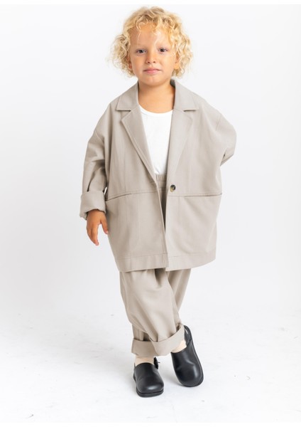 Ceketli Tencel Takım 2-7 Yaş Bej