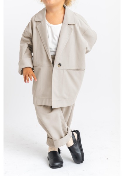 Ceketli Tencel Takım 2-7 Yaş Bej modelleri