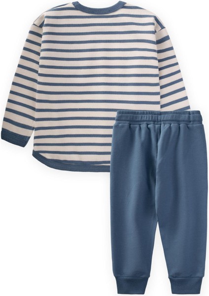 Çizgili Sweatshirt Takım 1-7 Yaş Indigo Mavi fiyatları
