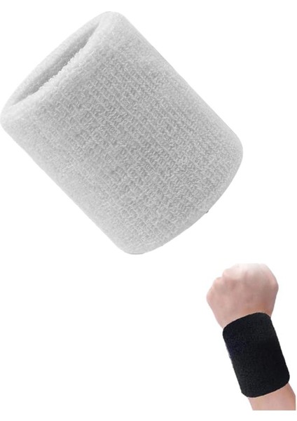 Yumuşak ve ter emici sporcu bileklik, rahat kullanım, beyaz renk