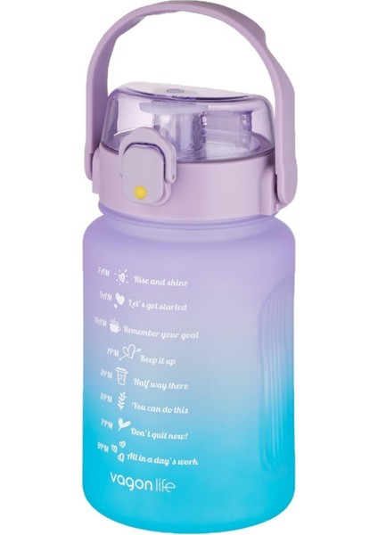 Çift Renk Softtouch 1000 ml Matara, Sticker Hediyeli, Plastik, Mor