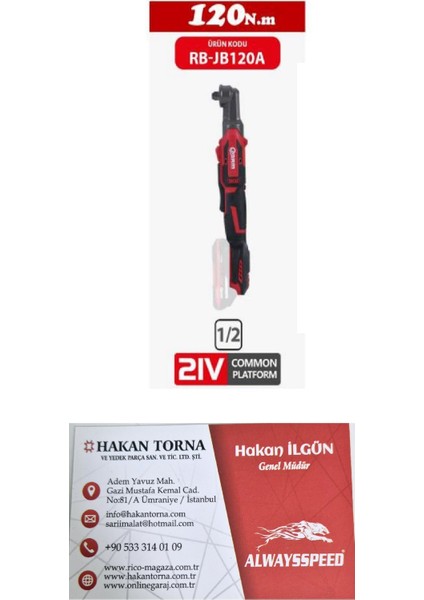 -Arm-1/2 Şarjlı Cırcır Somun Sökme Sıkma (Aküsüz) Model RB-JB120A