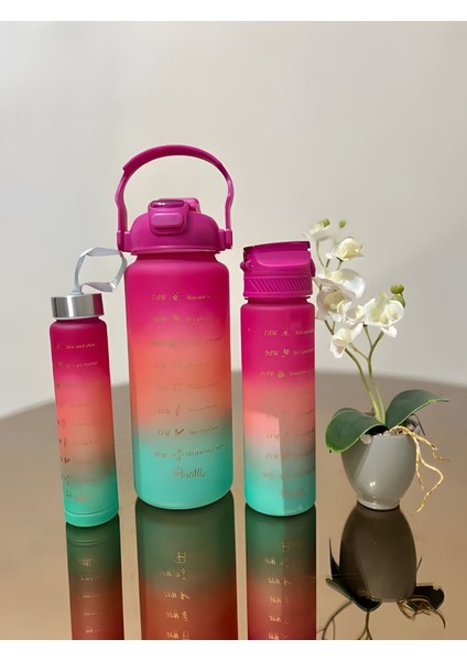 3'lü Kırmızı ve Turkuaz Su Matara Seti, 2 L, Bpa İçermeyen, Hediye Fırsatı fiyatları