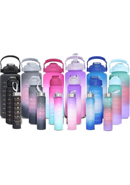 3'lü Kırmızı ve Turkuaz Su Matara Seti, 2 L, Bpa İçermeyen, Hediye Fırsatı modelleri