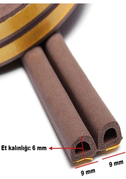 Yapışkanlı 10X2=20 Metre (Kahverengi) Kapı Pencere Bandı Fitili Soğuk Kauçuk Bantları