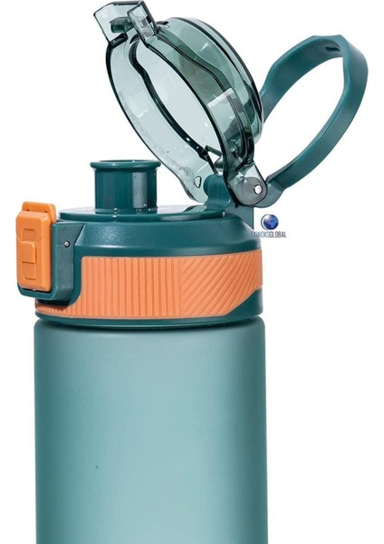 580ml Taşıma Kulplu Tritan Su Matarası, Pipetsiz, Softtouch, Yeşil
